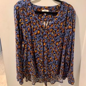 Leopard Print tie front Blouse
